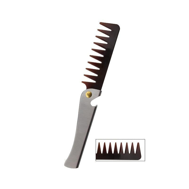 Portable Folding Beard Comb For Men Styling Hair Mustache Stainless Steel Comb