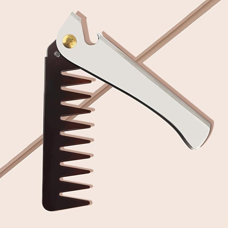 Portable Folding Beard Comb For Men Styling Hair Mustache Stainless Steel Comb