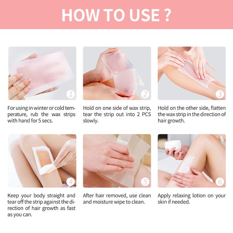 40 Hypoallergenic Wax Strips for Painless Hair Removal All Skin Types