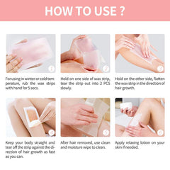 40 Hypoallergenic Wax Strips for Painless Hair Removal All Skin Types