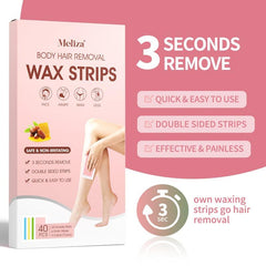 40 Hypoallergenic Wax Strips for Painless Hair Removal All Skin Types