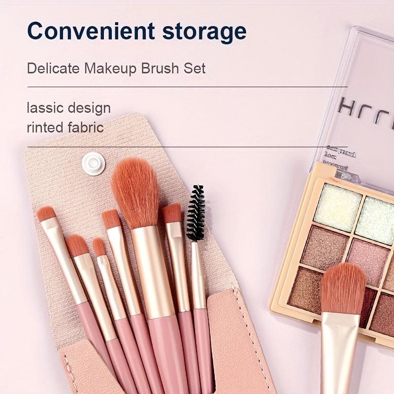 8PCS Mini Makeup Brush Set for Foundation Powder Blush Eyeshadow