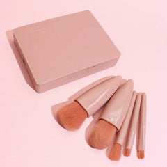 5pcs Travel Makeup Brush Set with Mirror and Storage Box