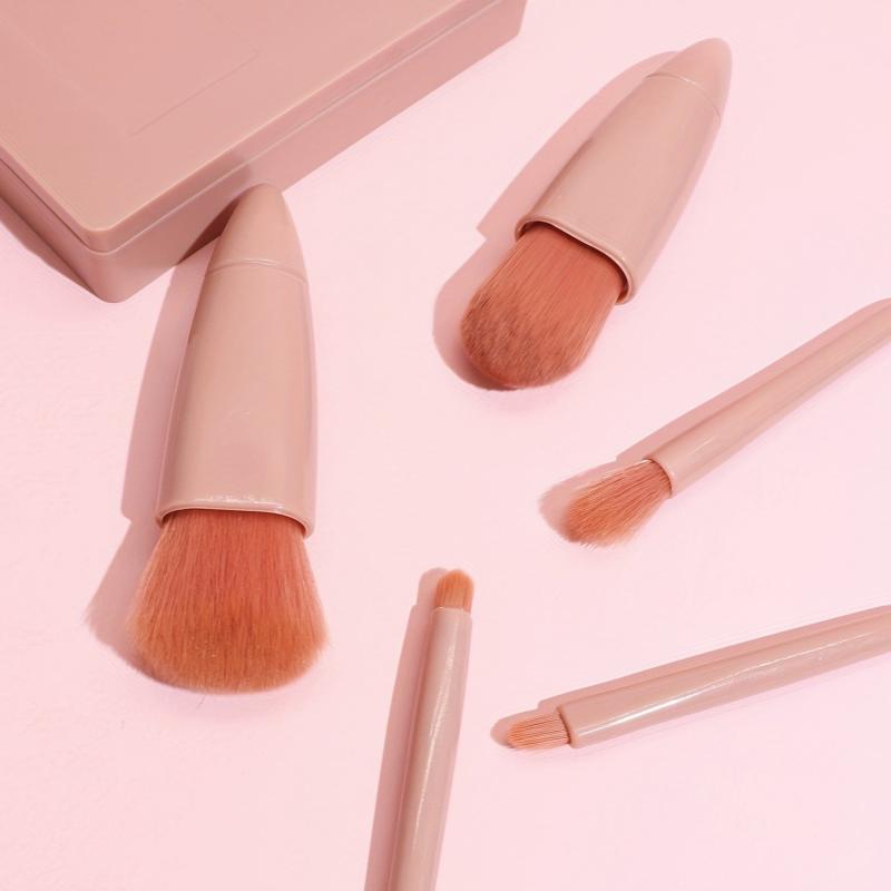 5pcs Travel Makeup Brush Set with Mirror and Storage Box