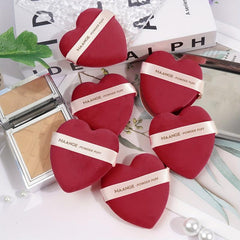 6pcs Large Heart Dry Cushion Puffs for Under Eyes with Strap Makeup Tool