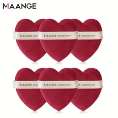 6pcs Large Heart Dry Cushion Puffs for Under Eyes with Strap Makeup Tool