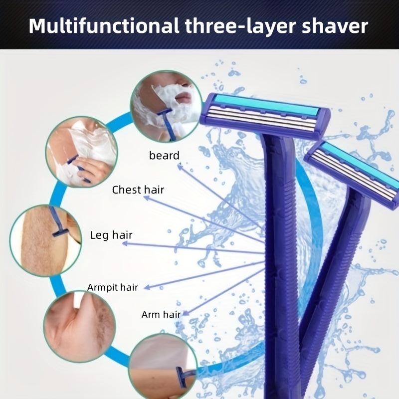 Disposable 3-Layer Manual Razor Anti-Slip Safety Razor for Men and Women