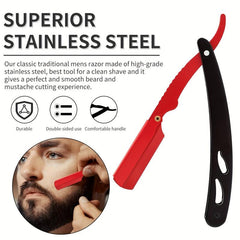 Pro Stainless Steel Barber Straight Edge Razor Kit with 100 Blades