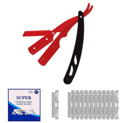 Pro Stainless Steel Barber Straight Edge Razor Kit with 100 Blades