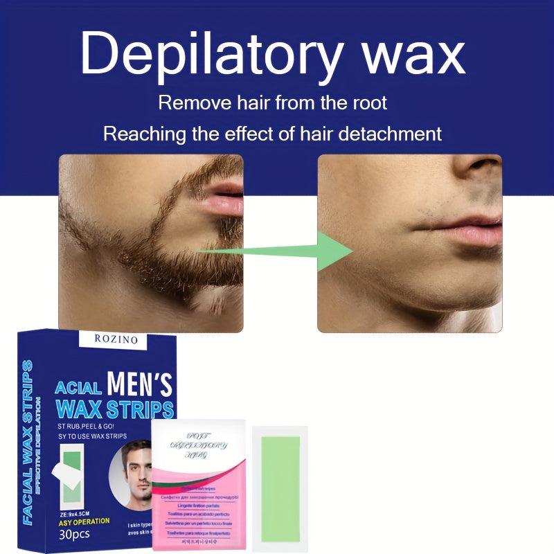30PCS Body Wax Strips Painless Hair Removal With Wet Tissues