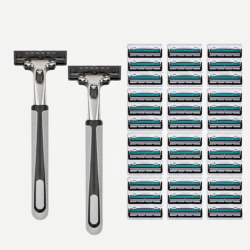 Vintage 2-Layer Manual Razor Set with 24 Refills