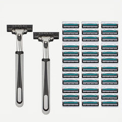 Vintage 2-Layer Manual Razor Set with 24 Refills
