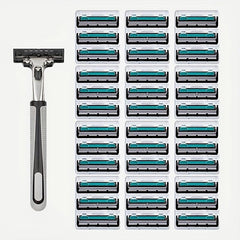 Vintage 2-Layer Manual Razor Set with 24 Refills
