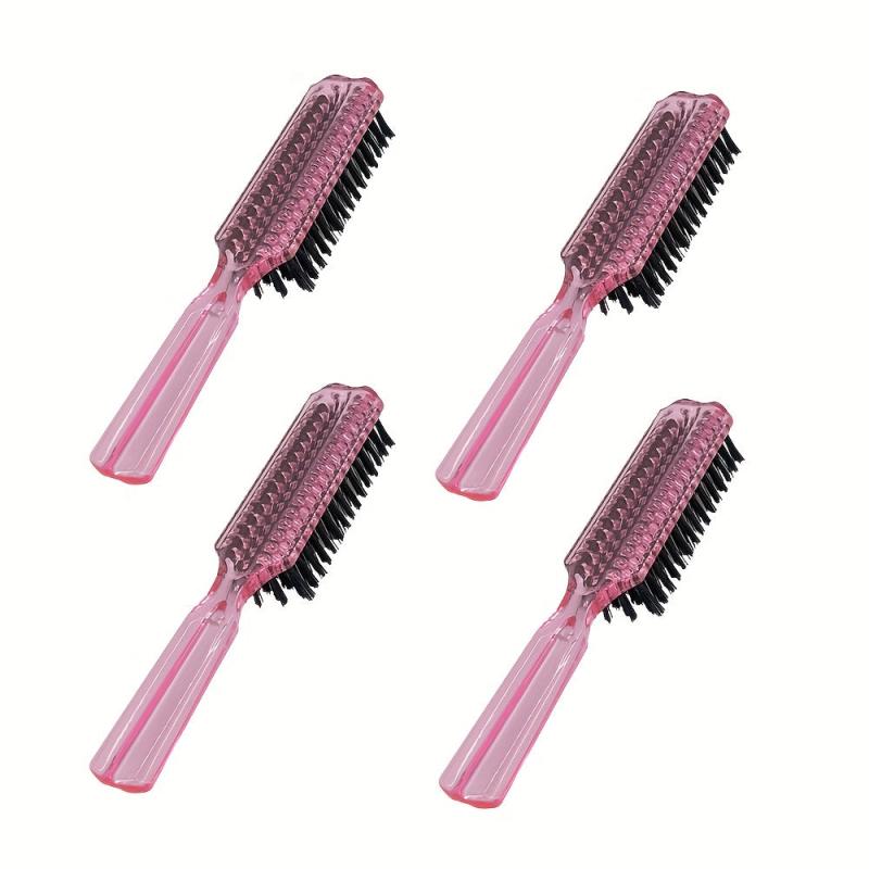 4pcs Colorful Plastic Handle Hair and Beard Brush Set Styling Accessories