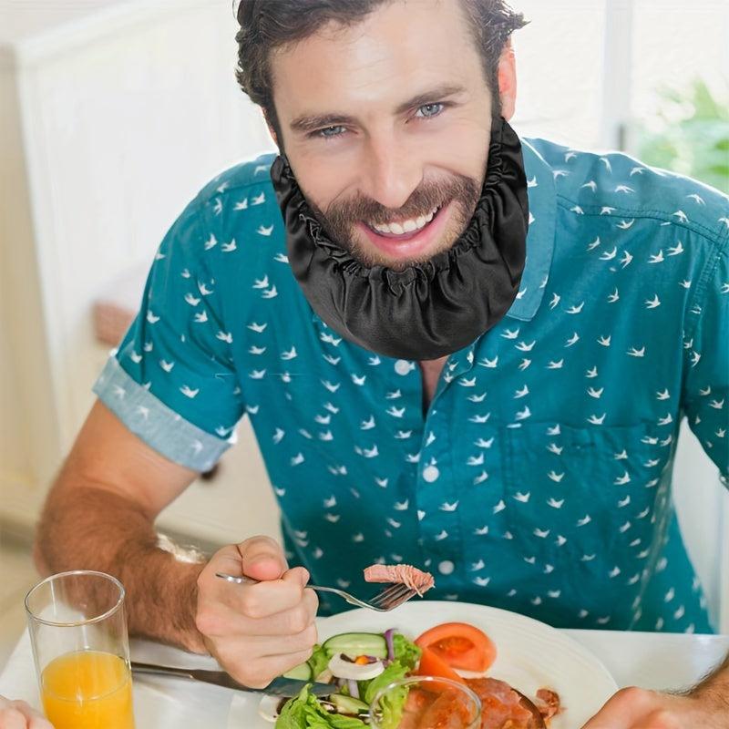 Men Beard Bib Covers Soft Satin Facial Hair Apron Guard Bonnet