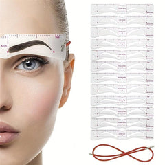 12PCS Eyebrow Stencils Kit Reusable Eyebrow Shaper Template With Strap