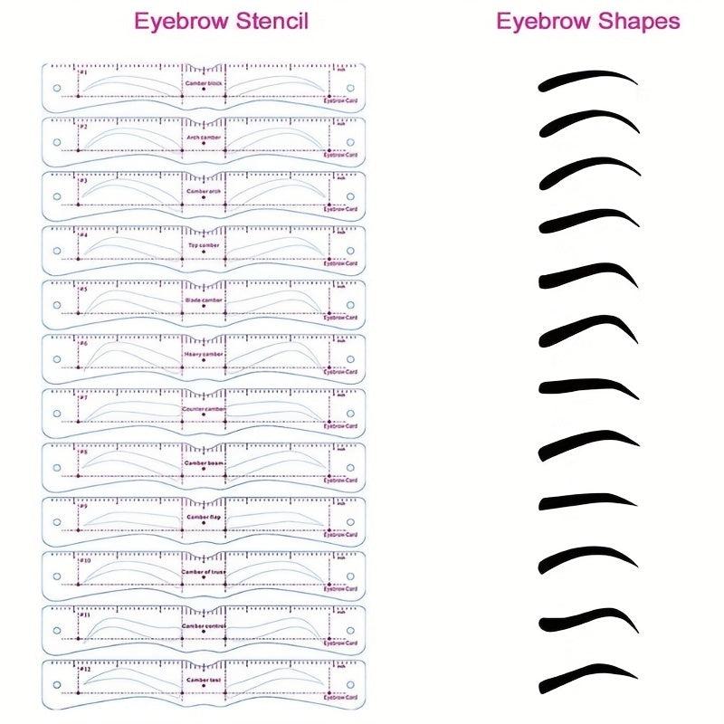 12PCS Eyebrow Stencils Kit Reusable Eyebrow Shaper Template With Strap