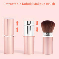 Retractable Kabuki Makeup Brush with Cover for Blush Bronzer