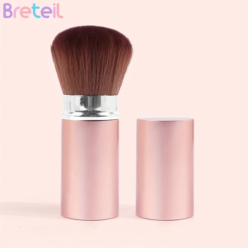 Retractable Kabuki Makeup Brush with Cover for Blush Bronzer