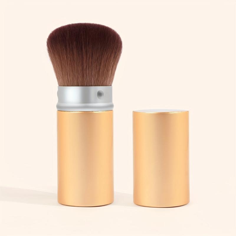 Retractable Kabuki Makeup Brush with Cover for Blush Bronzer