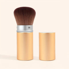 Retractable Kabuki Makeup Brush with Cover for Blush Bronzer