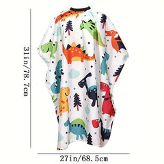 Dinosaur Pattern Hair Cutting Apron with Adjustable Closure