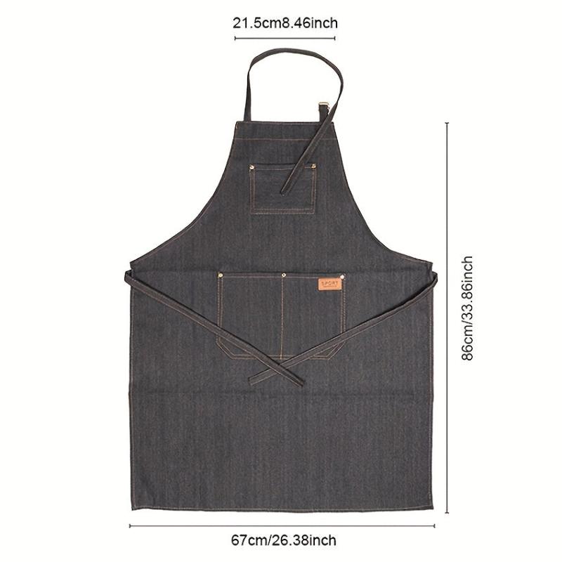 Adjustable Denim Apron Barber Salon Haircut Apron With Pockets & Straps