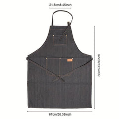 Adjustable Denim Apron Barber Salon Haircut Apron With Pockets & Straps