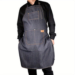 Adjustable Denim Apron Barber Salon Haircut Apron With Pockets & Straps