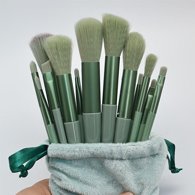13 PCS Makeup Brush Set With Travel Makeup Bag Synthetic Foundation Face Powder