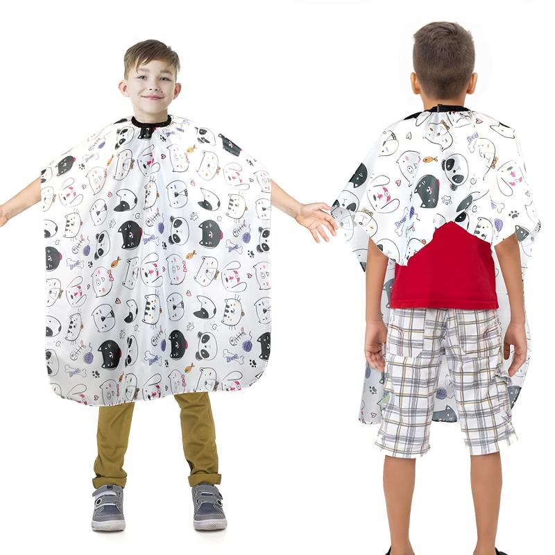 Kids Barber Cape Cartoon Cat Snap Closure Hair Cutting Salon Use