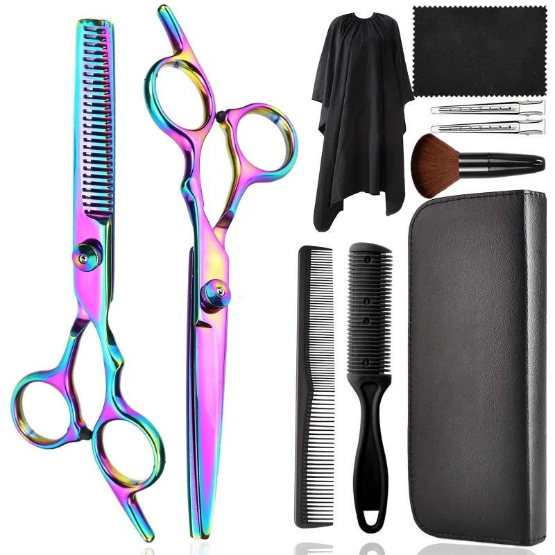 10 Pcs Stainless Steel Hair Cutting Scissors Set for Barber Home Use