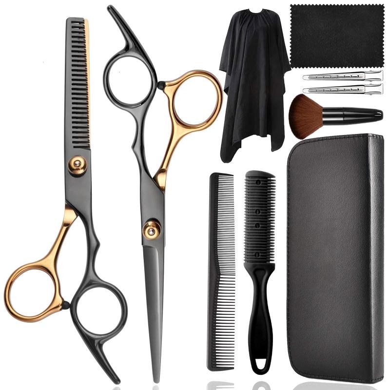10 Pcs Stainless Steel Hair Cutting Scissors Set for Barber Home Use