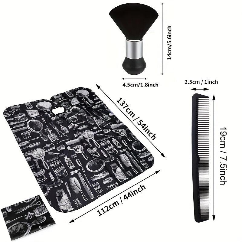 Waterproof Barber Salon Cape with Neck Duster & Styling Brush