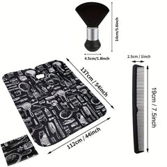 Waterproof Barber Salon Cape with Neck Duster & Styling Brush