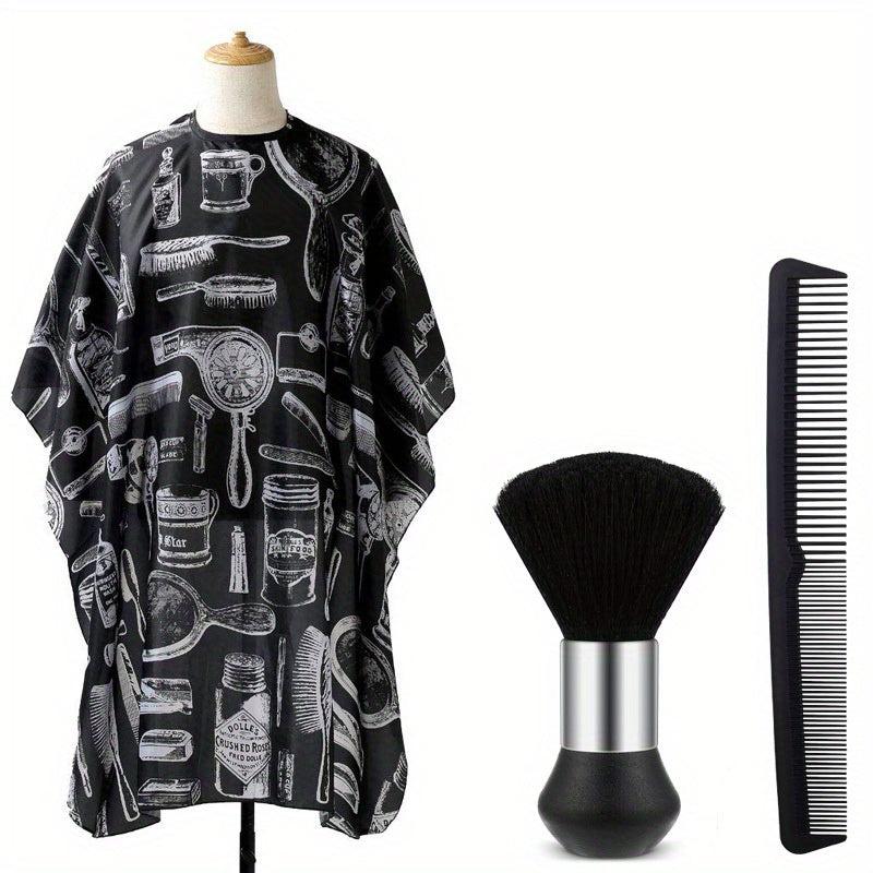 Waterproof Barber Salon Cape with Neck Duster & Styling Brush