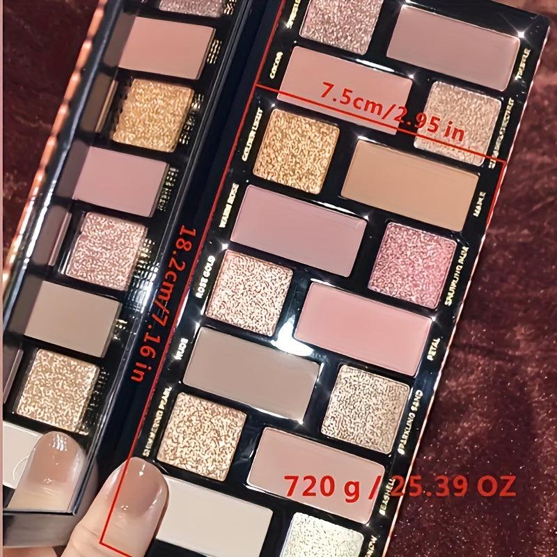 16 Shade Brown Golden Multicolor Eyeshadow Palette Pearly Matte Finish