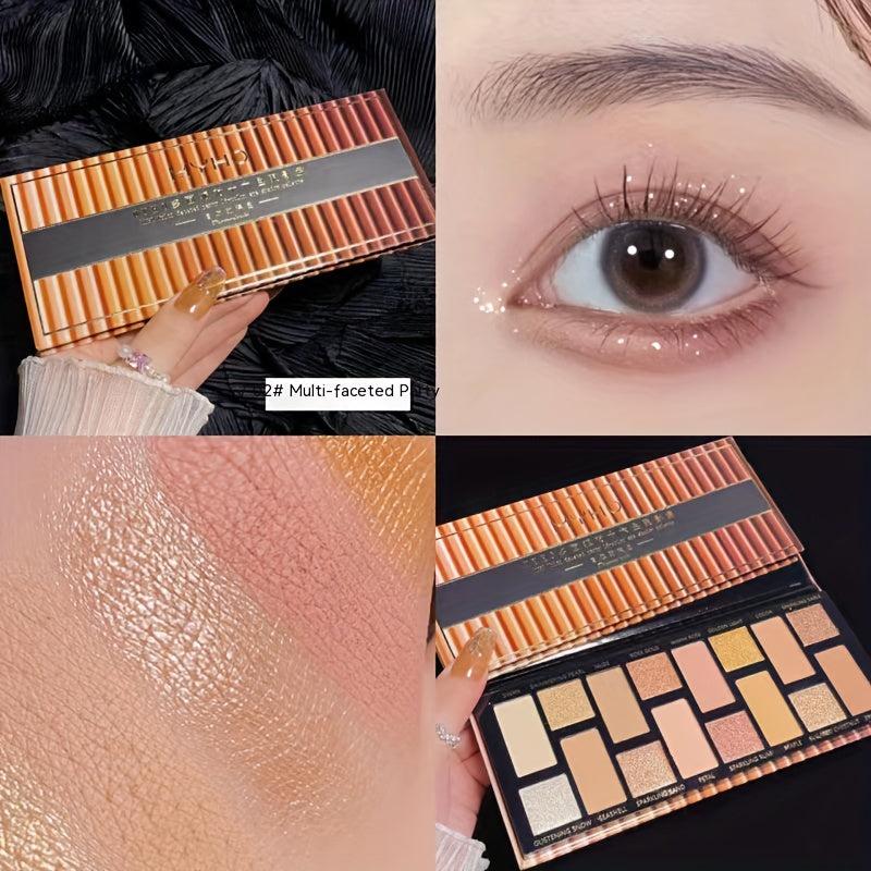 16 Shade Brown Golden Multicolor Eyeshadow Palette Pearly Matte Finish