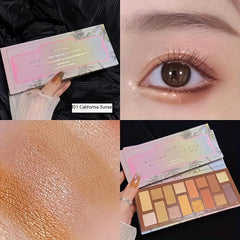 16 Shade Brown Golden Multicolor Eyeshadow Palette Pearly Matte Finish