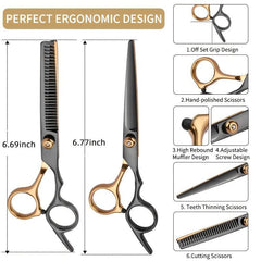 Professional Stainless Steel Hair Cutting Scissors Thinning Shears Golden Finish