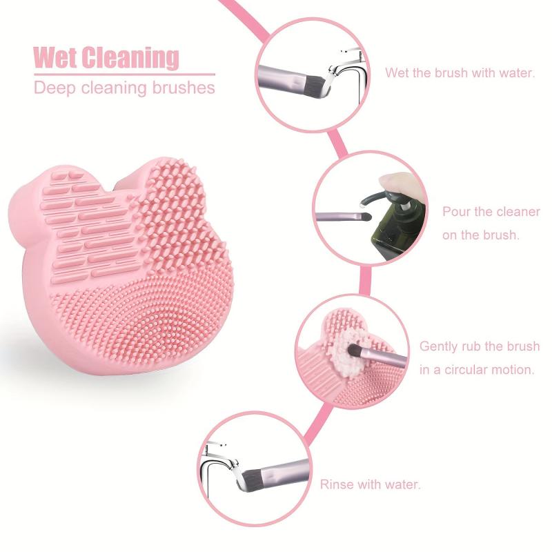 Makeup Brush Cleaning Pad With Cleaning Sponge 2 in 1 Silicone