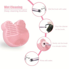 Makeup Brush Cleaning Pad With Cleaning Sponge 2 in 1 Silicone