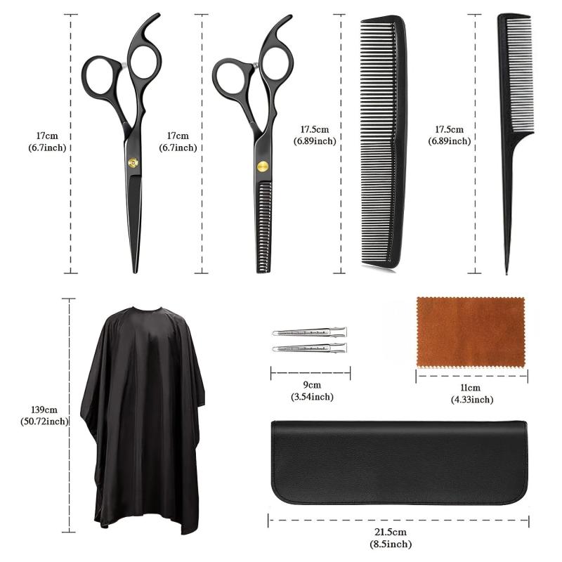 10 PCS Hair Cutting Scissors Set with Comb and Cape