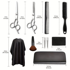 Hair Cutting Scissors Set 10 Pcs Stainless Steel Professional Thinning Shears
