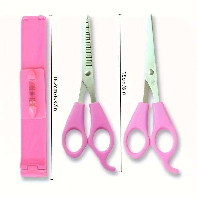 6pcs Hair Cutting Tool Set Scissors Thinning Shears Level Ruler For Bangs