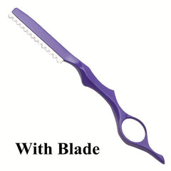 1Pcs Purple Thinning Razors With Blade Professional Salon Barber Razor Blades