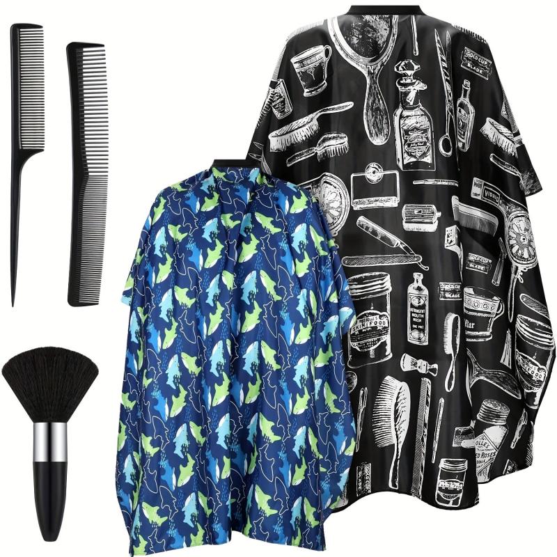 Hair Cutting Salon Styling Cape Set with Neck Duster Brush and Comb
