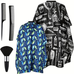 Hair Cutting Salon Styling Cape Set with Neck Duster Brush and Comb