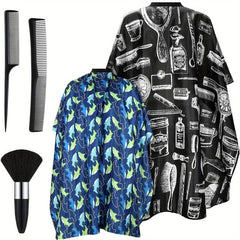 Hair Cutting Salon Styling Cape Set with Neck Duster Brush and Comb