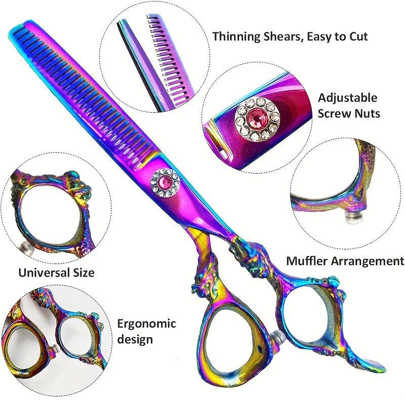 16 51 Cm Hair Scissors Flat Thinning Bangs Dragon Pattern Styling Barber Scissor